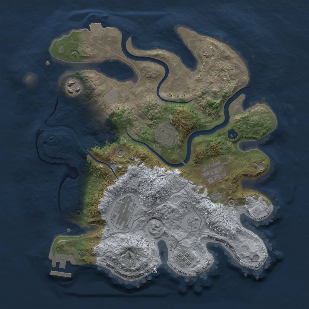 Rust Map: Procedural Map, Size: 3000, Seed: 1651545391, 10 Monuments