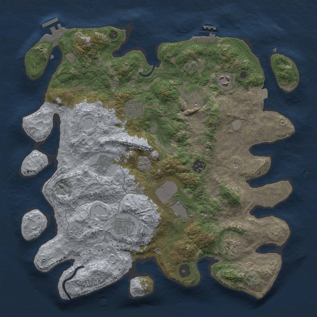 Rust Map: Procedural Map, Size: 3750, Seed: 689739302, 17 Monuments