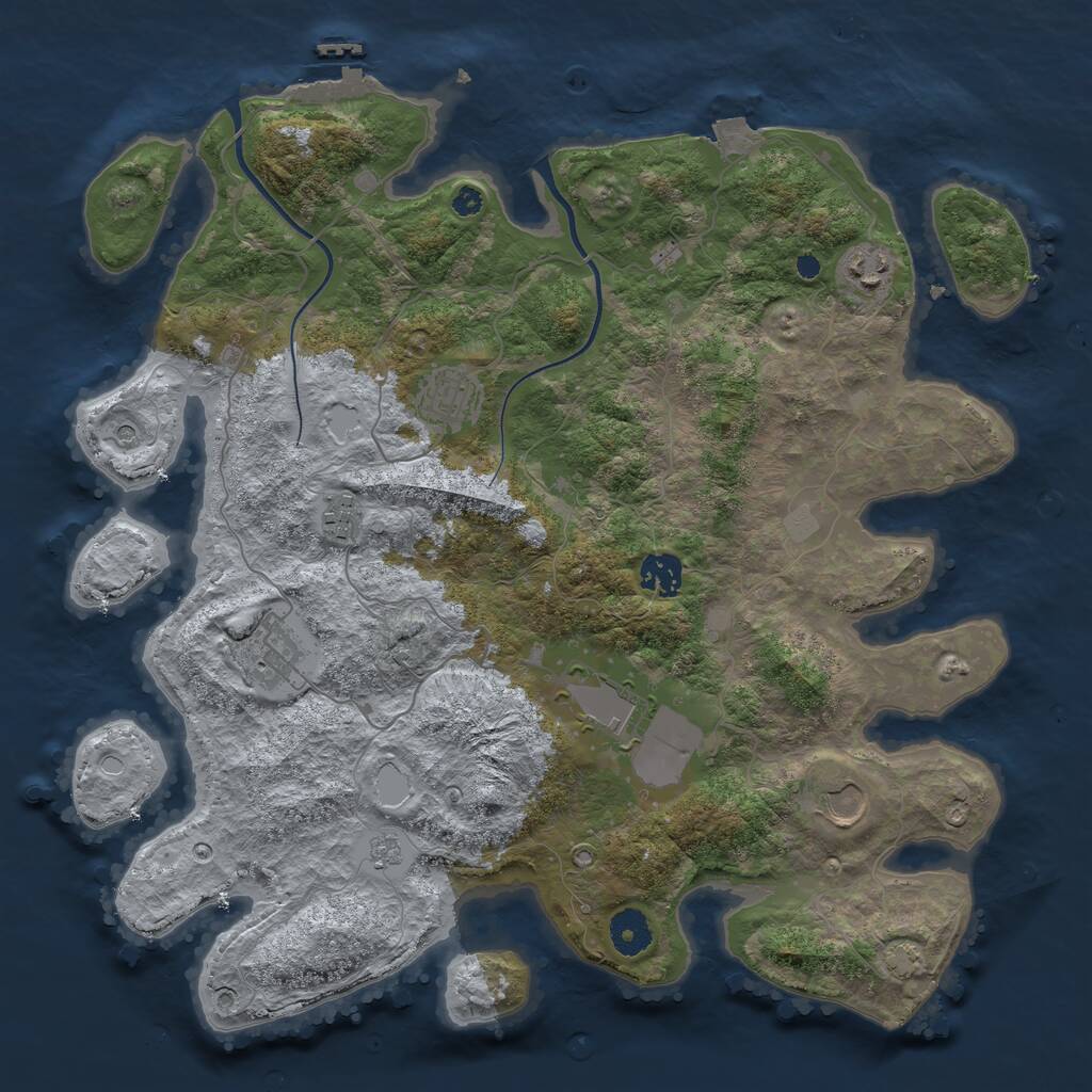 Rust Map: Procedural Map, Size: 3750, Seed: 689739302, 12 Monuments