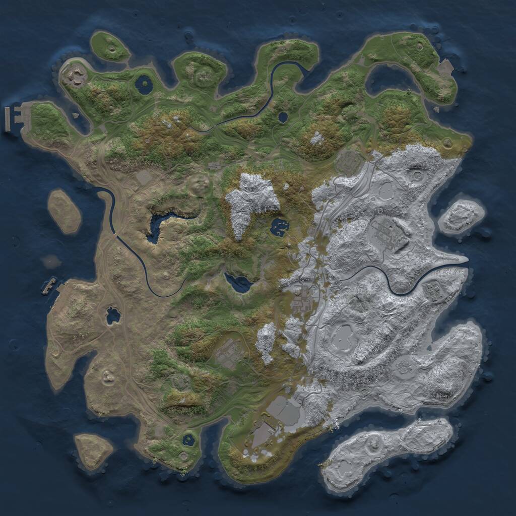 Rust Map: Procedural Map, Size: 4250, Seed: 61936386, 14 Monuments