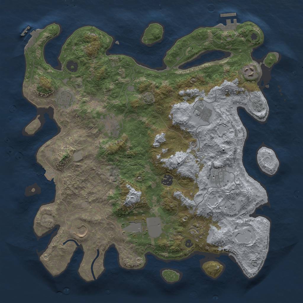 Rust Map: Procedural Map, Size: 3900, Seed: 34031824, 18 Monuments