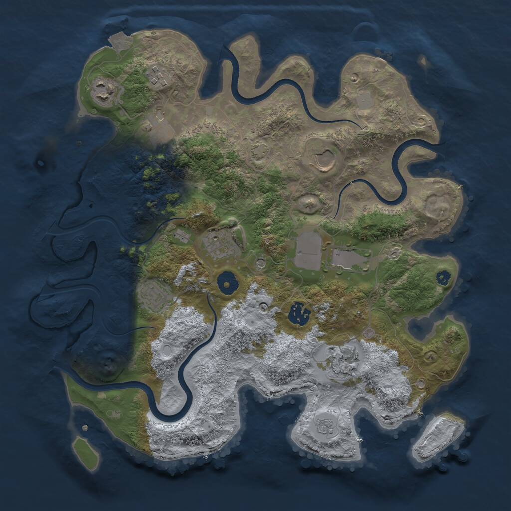 Rust Map: Procedural Map, Size: 3500, Seed: 6825409, 13 Monuments