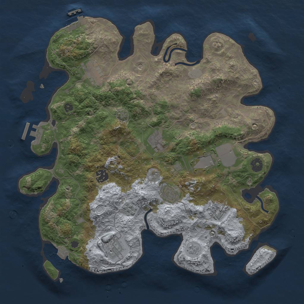 Rust Map: Procedural Map, Size: 3500, Seed: 6825409, 16 Monuments