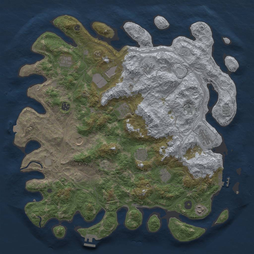 Rust Map: Procedural Map, Size: 4500, Seed: 789494290, 19 Monuments