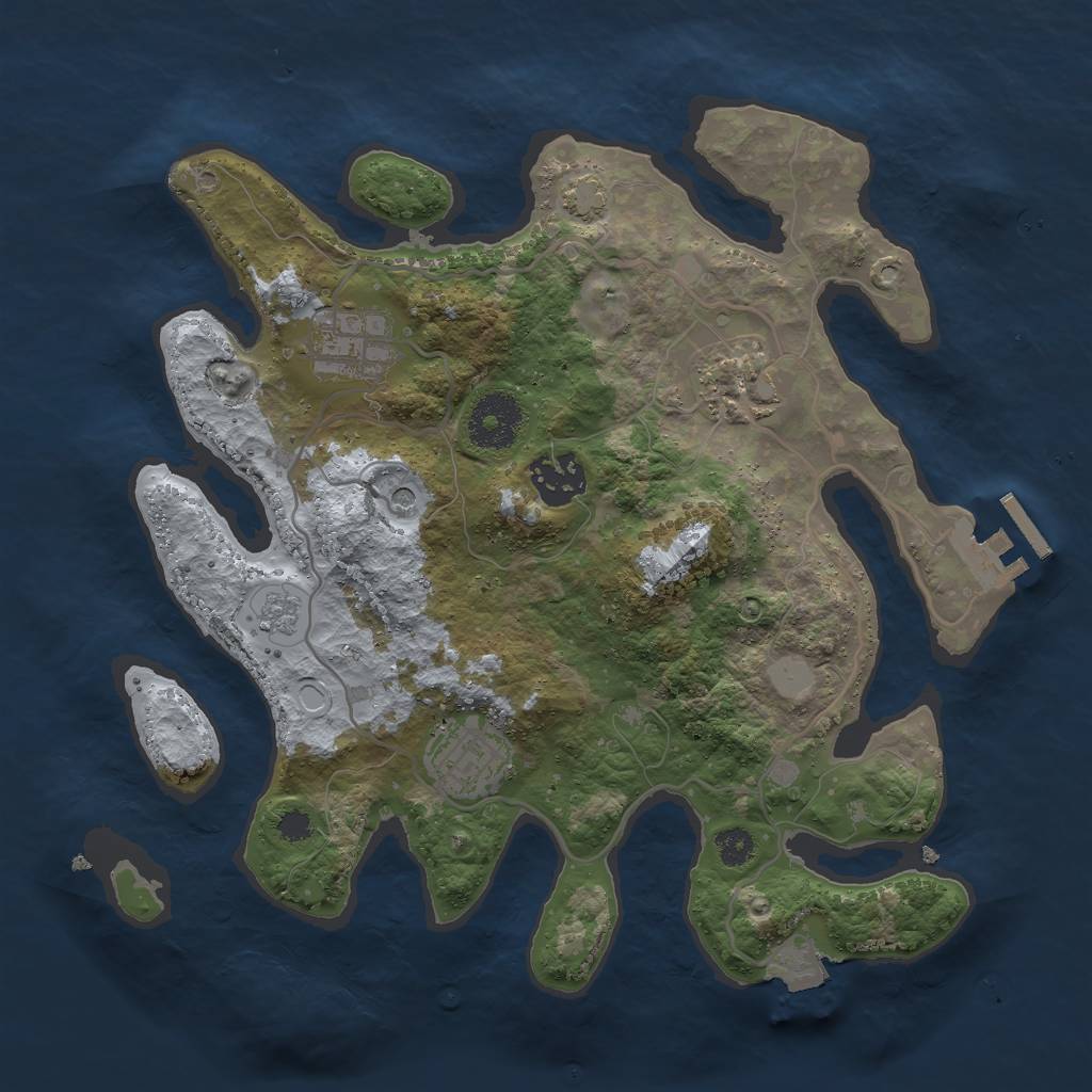 Rust Map: Procedural Map, Size: 3000, Seed: 15615, 11 Monuments