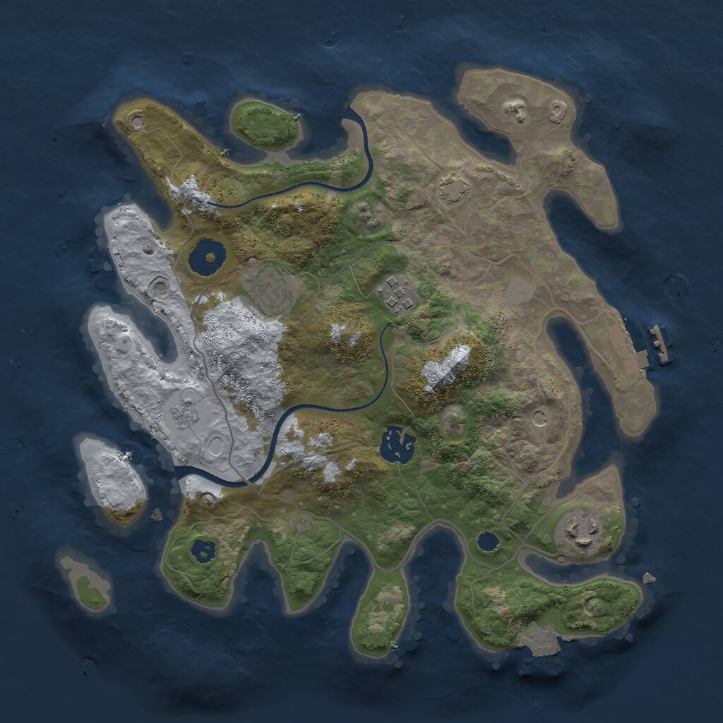 Rust Map: Procedural Map, Size: 3000, Seed: 15615, 9 Monuments
