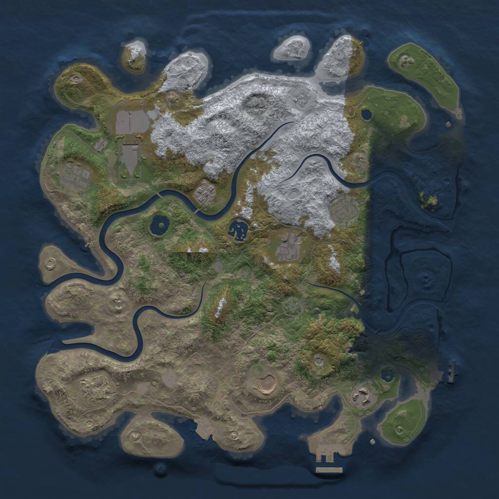 Rust Map: Procedural Map, Size: 3800, Seed: 270988309, 15 Monuments