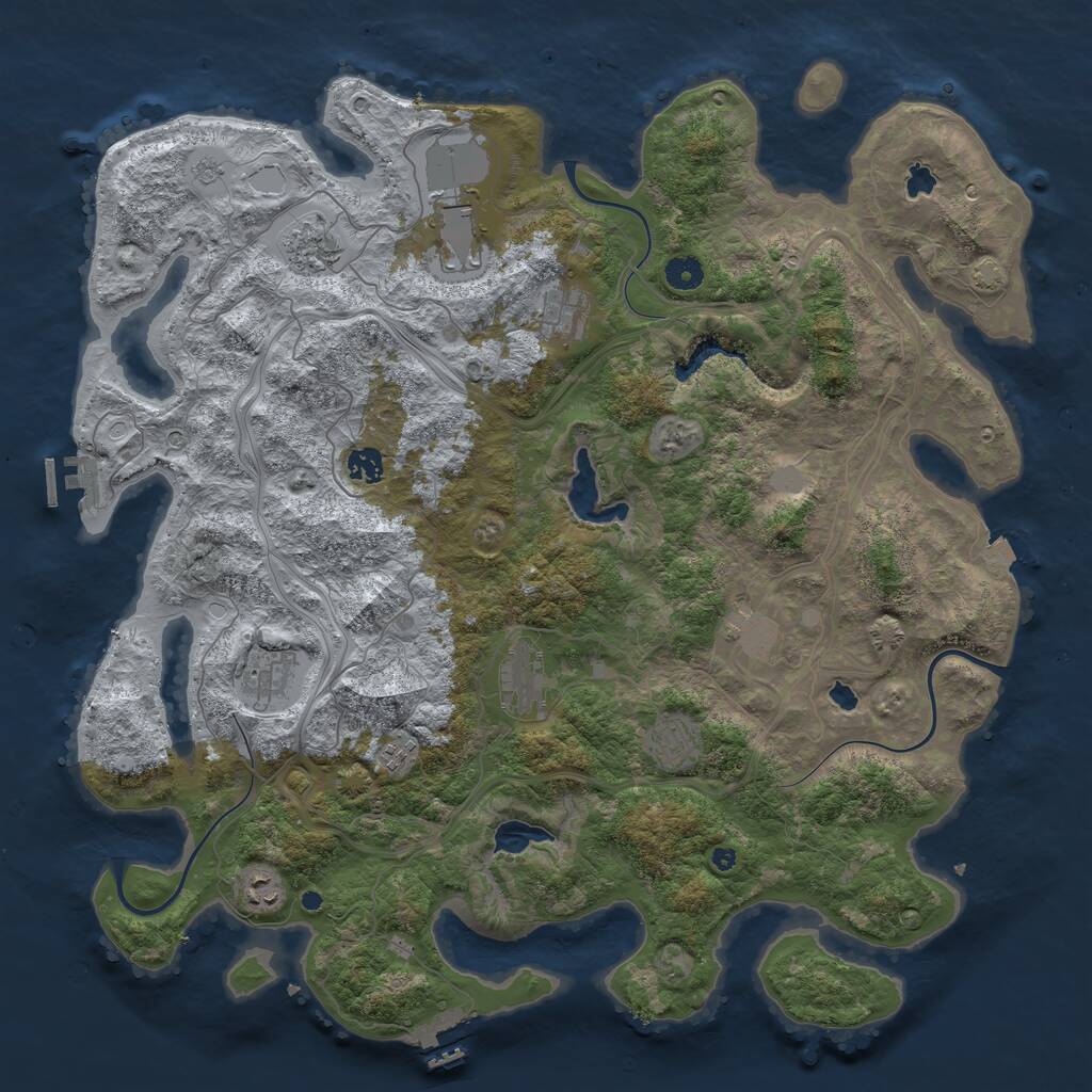 Rust Map: Procedural Map, Size: 4500, Seed: 478365807, 16 Monuments