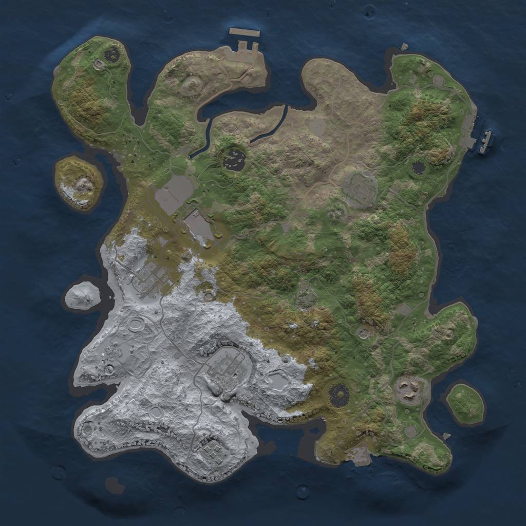 Rust Map: Procedural Map, Size: 3500, Seed: 838573557, 15 Monuments