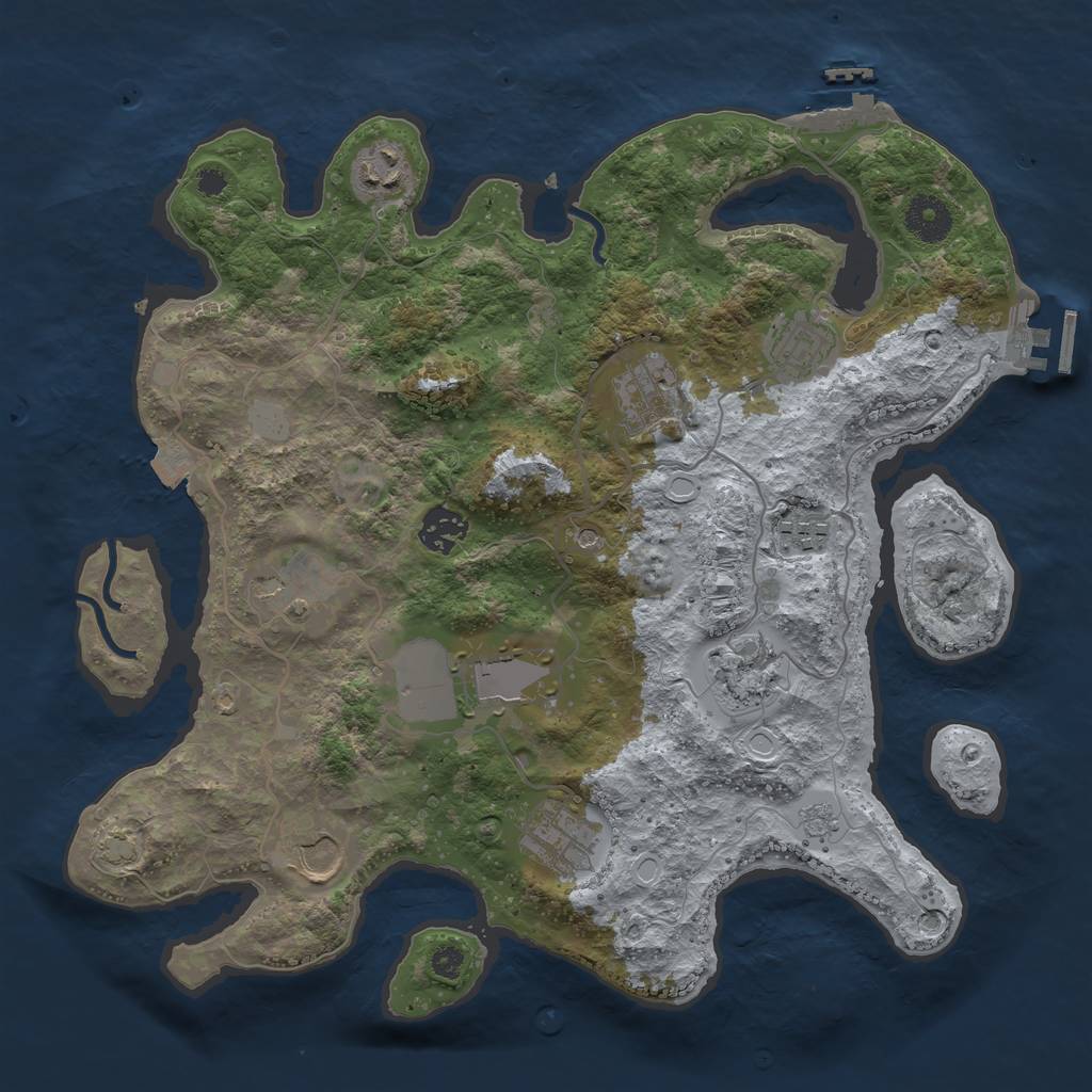 Rust Map: Procedural Map, Size: 3500, Seed: 1459566797, 18 Monuments