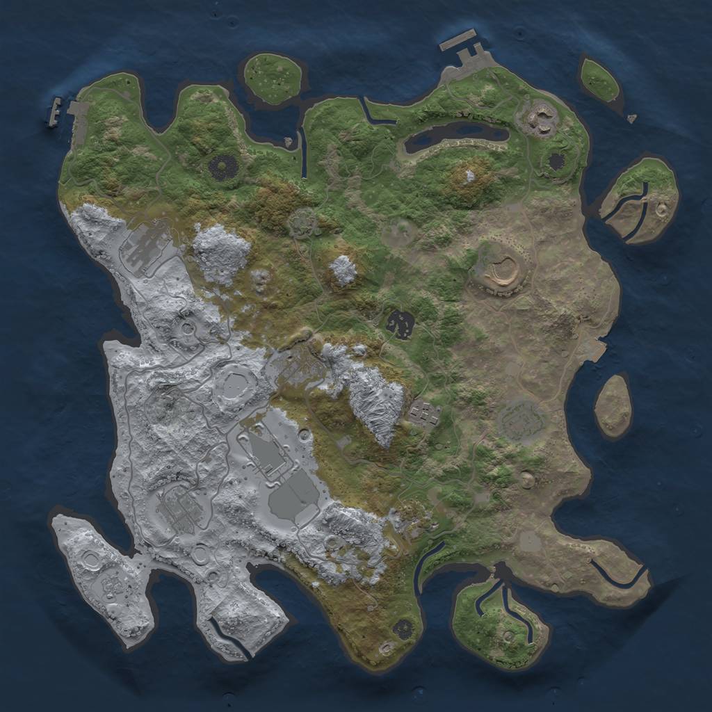 Rust Map: Procedural Map, Size: 3750, Seed: 781345, 18 Monuments