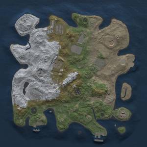 Thumbnail Rust Map: Procedural Map, Size: 3500, Seed: 1846753609, 17 Monuments