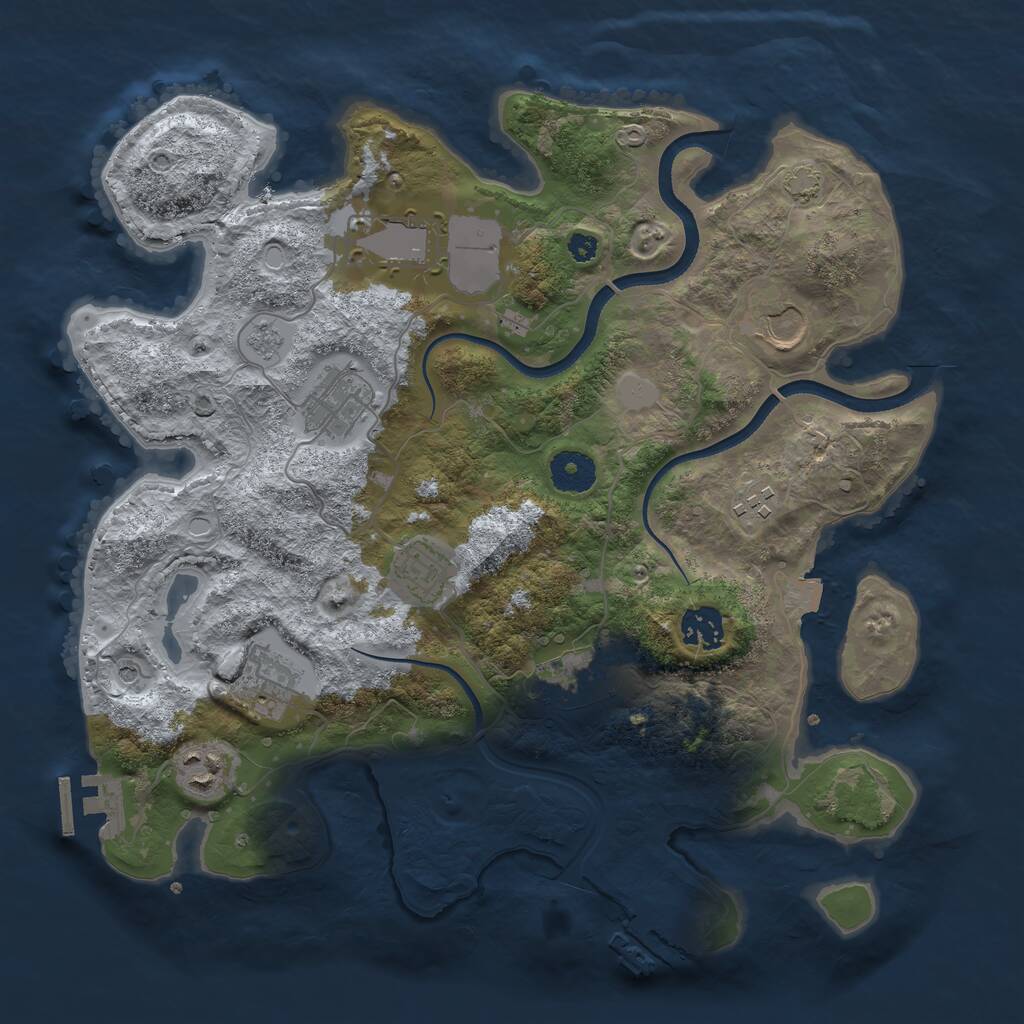 Rust Map: Procedural Map, Size: 3500, Seed: 1846753609, 15 Monuments