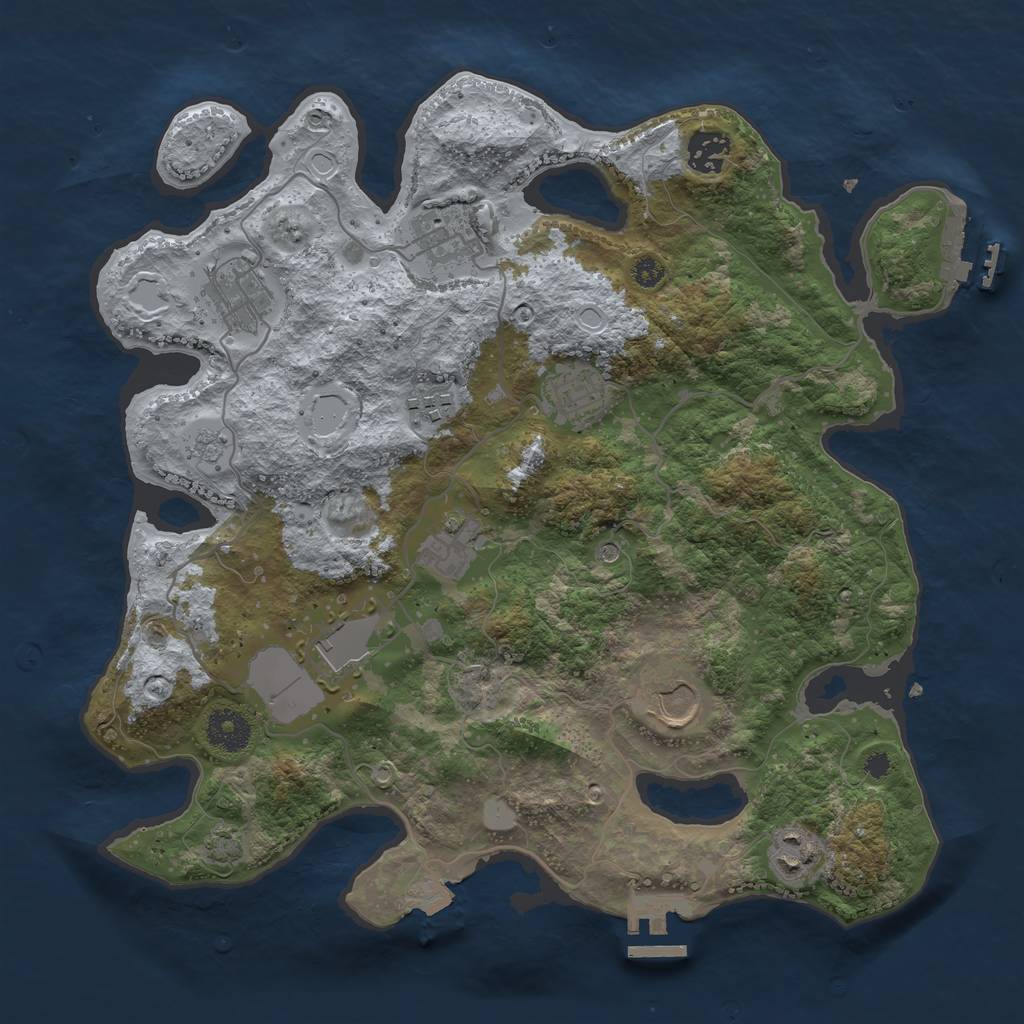 Rust Map: Procedural Map, Size: 3500, Seed: 1068050, 17 Monuments