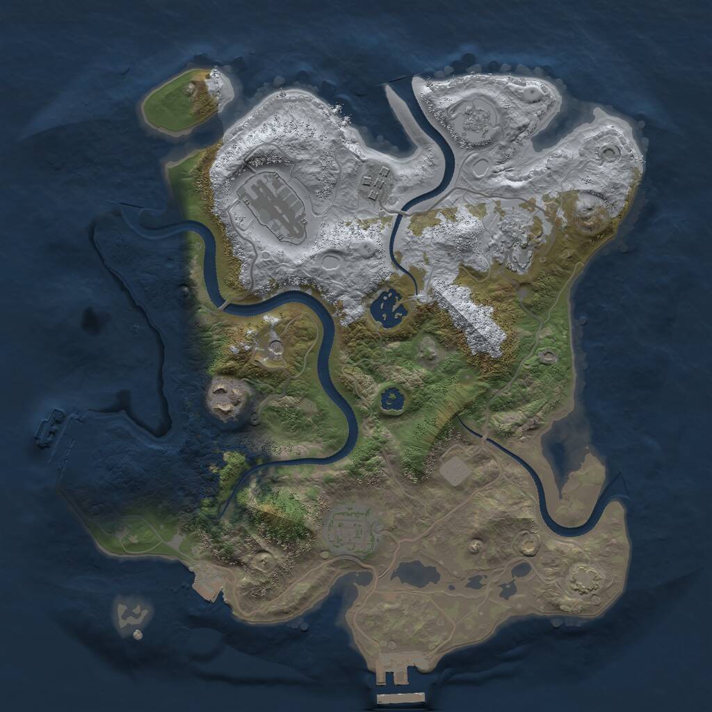 Rust Map: Procedural Map, Size: 3000, Seed: 22206, 12 Monuments