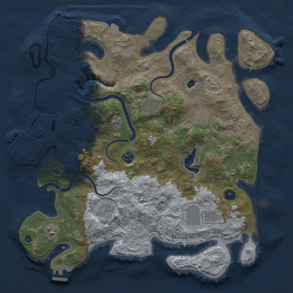 Rust Map: Procedural Map, Size: 4000, Seed: 100311564, 13 Monuments