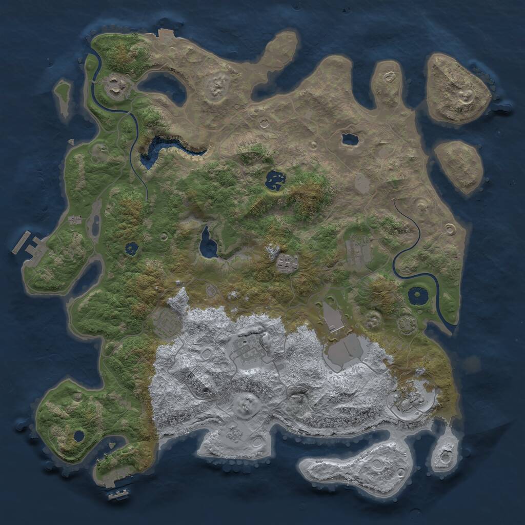 Rust Map: Procedural Map, Size: 4000, Seed: 100311564, 14 Monuments