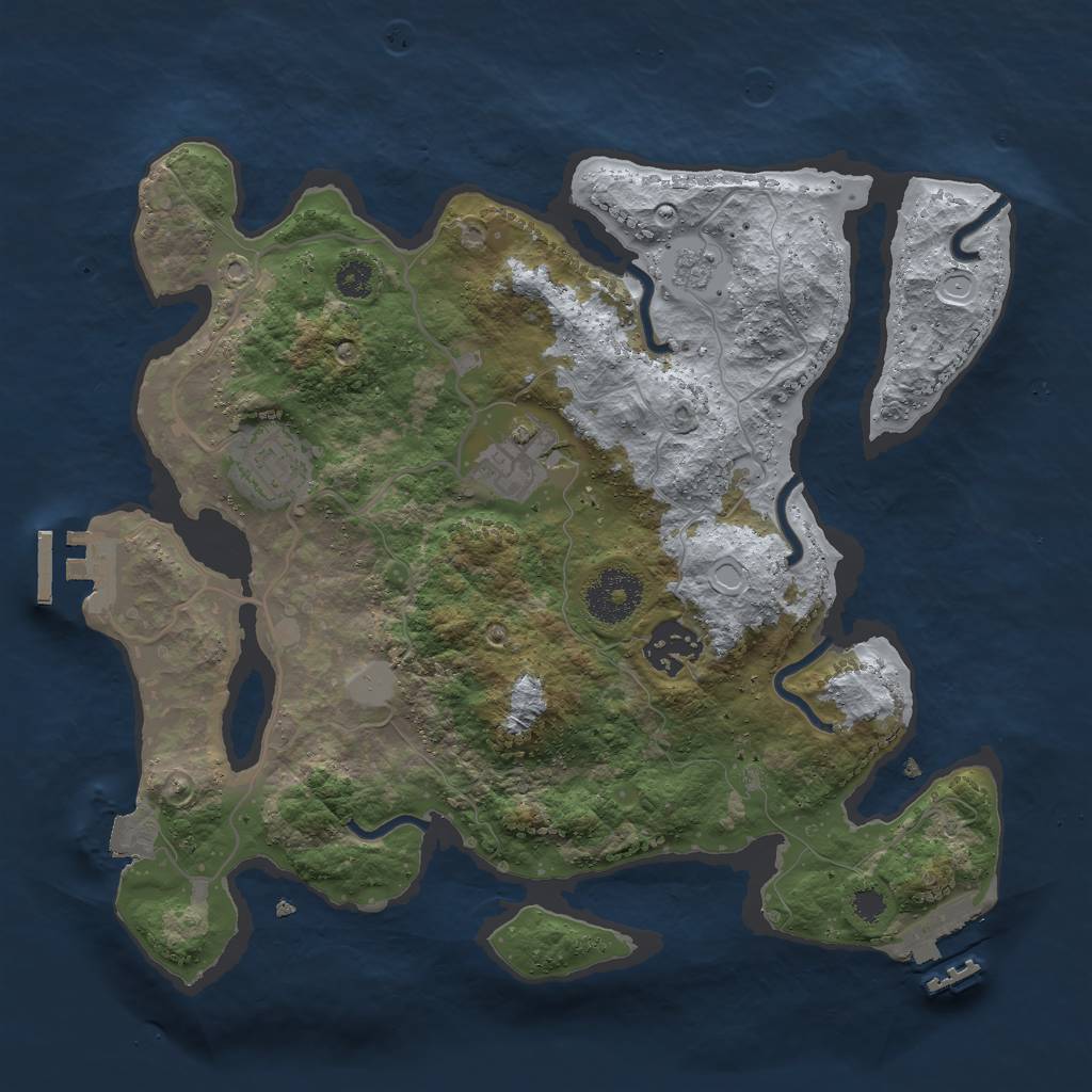 Rust Map: Procedural Map, Size: 3000, Seed: 3793, 9 Monuments