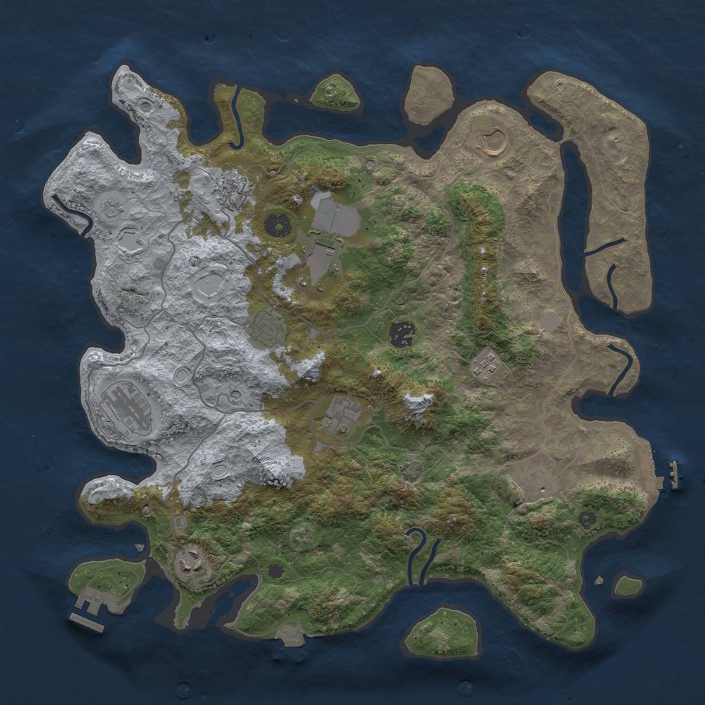 Rust Map: Procedural Map, Size: 4000, Seed: 1307158481, 18 Monuments