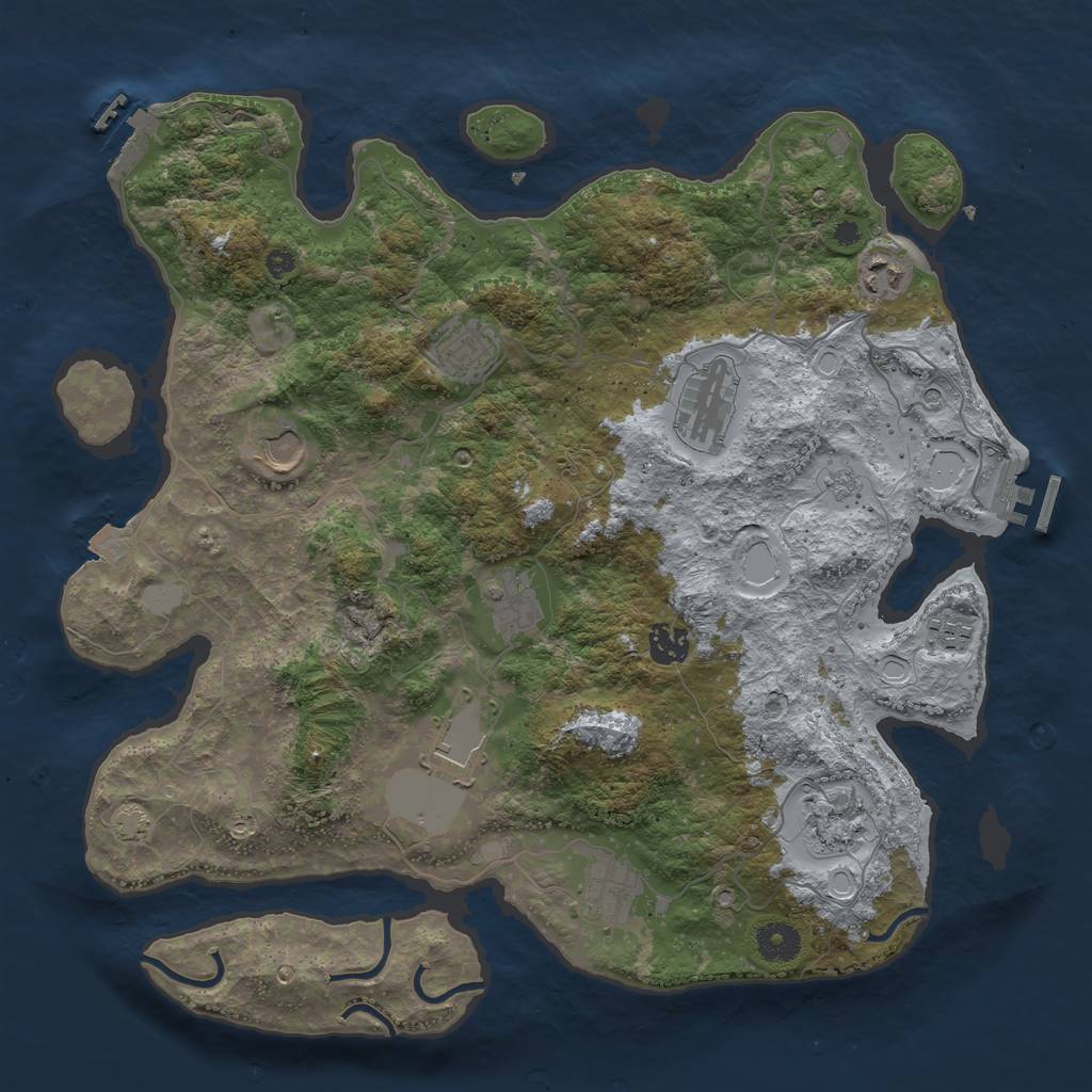 Rust Map: Procedural Map, Size: 3850, Seed: 5277181, 18 Monuments