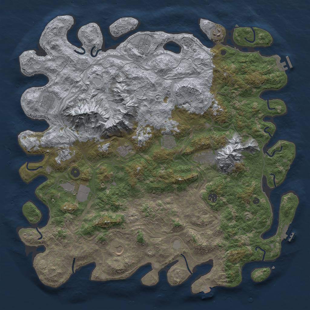 Rust Map: Procedural Map, Size: 5000, Seed: 1656566725, 19 Monuments