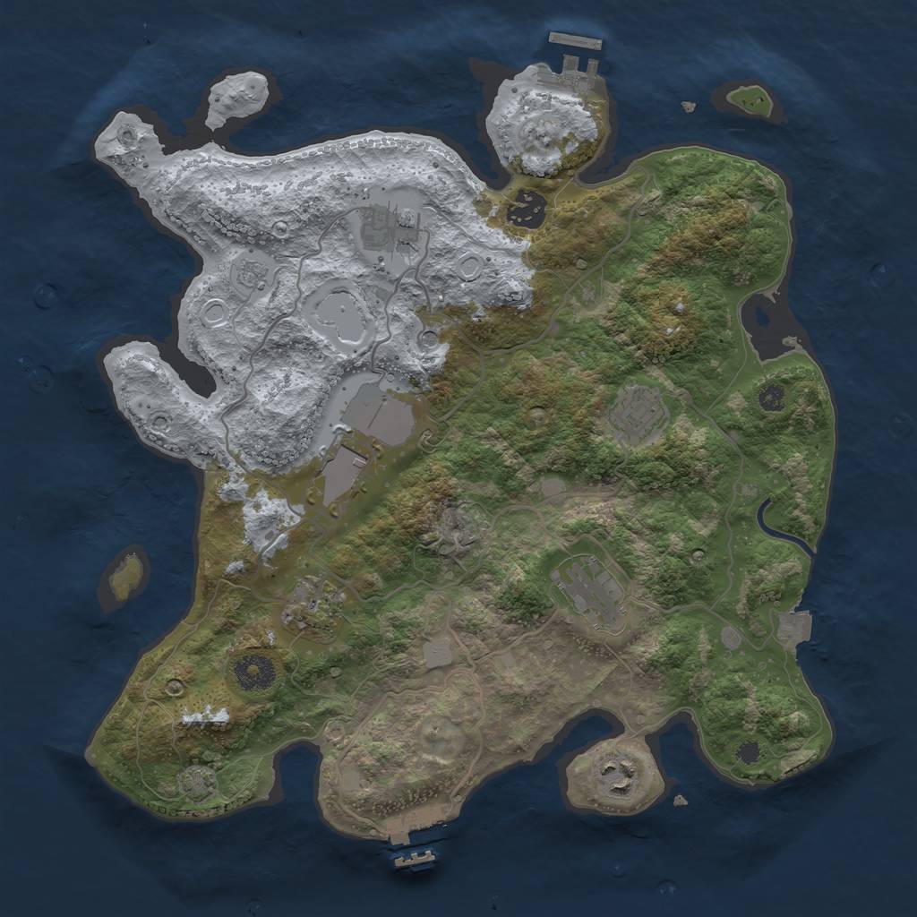 Rust Map: Procedural Map, Size: 3500, Seed: 1544125462, 15 Monuments