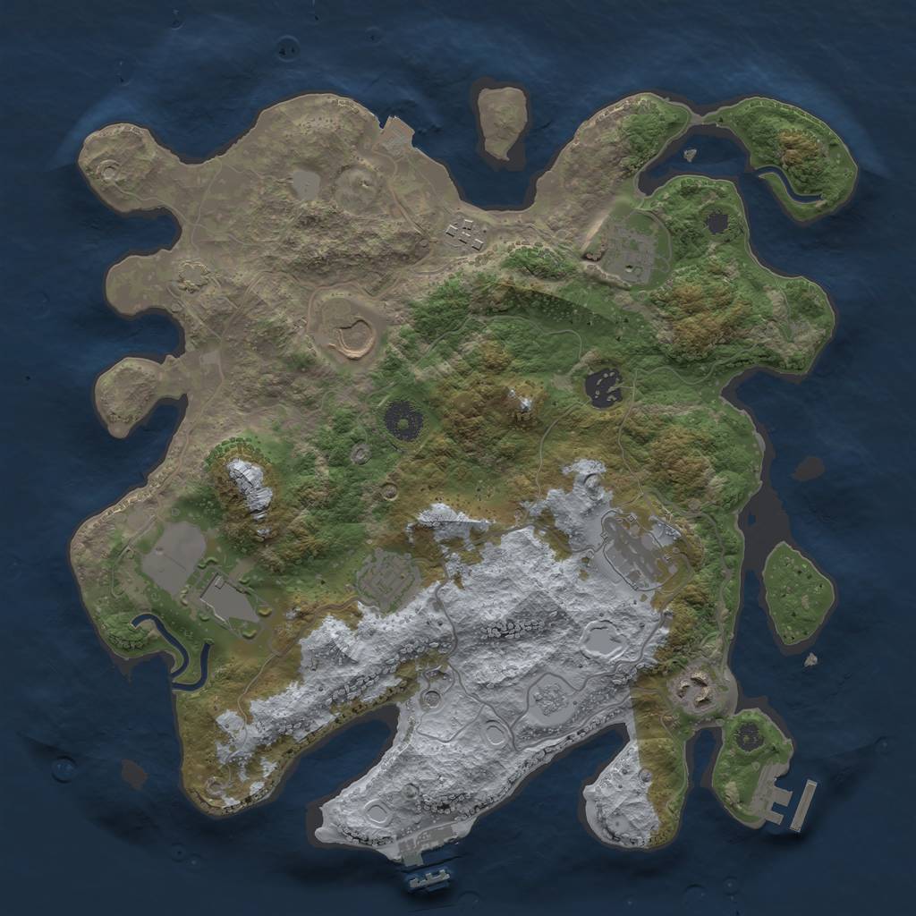 Rust Map: Procedural Map, Size: 3500, Seed: 844828260, 16 Monuments