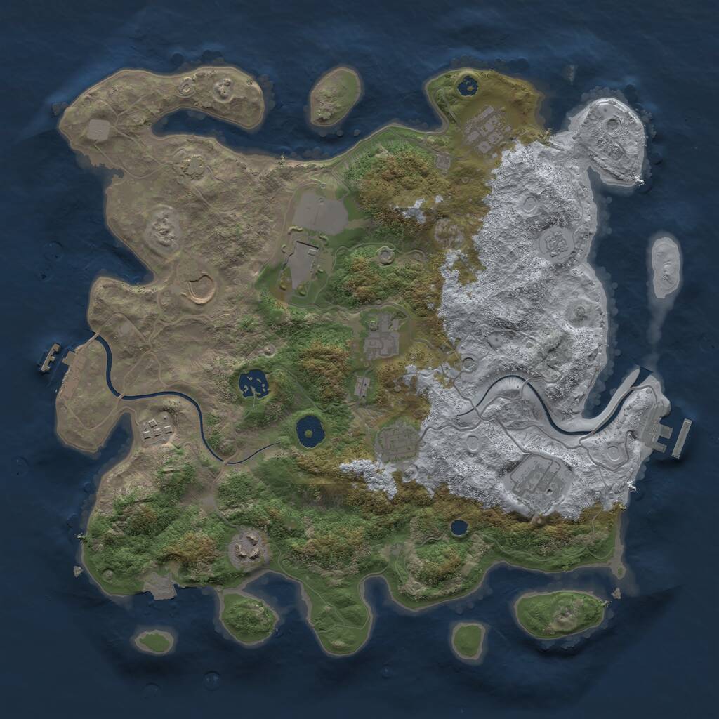 Rust Map: Procedural Map, Size: 3650, Seed: 45934649, 15 Monuments