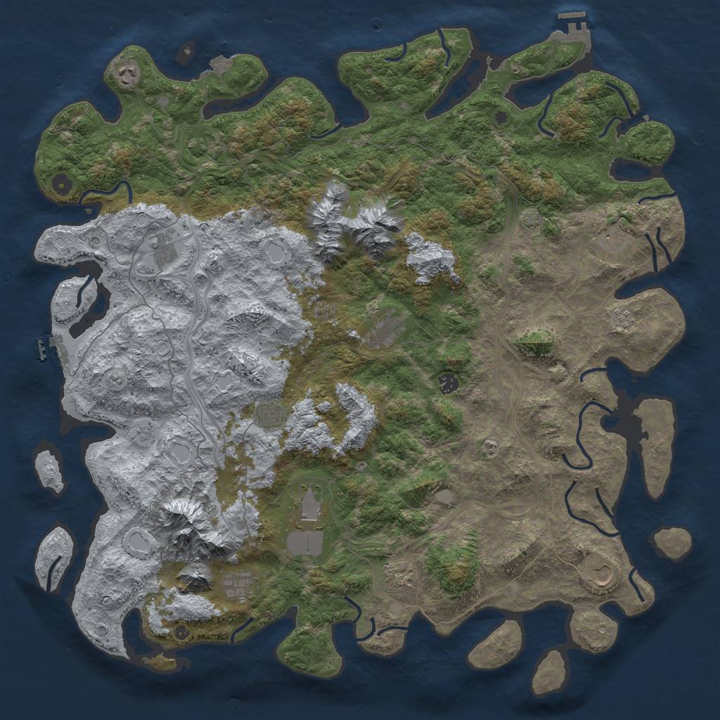 Rust Map: Procedural Map, Size: 5250, Seed: 632984158, 19 Monuments