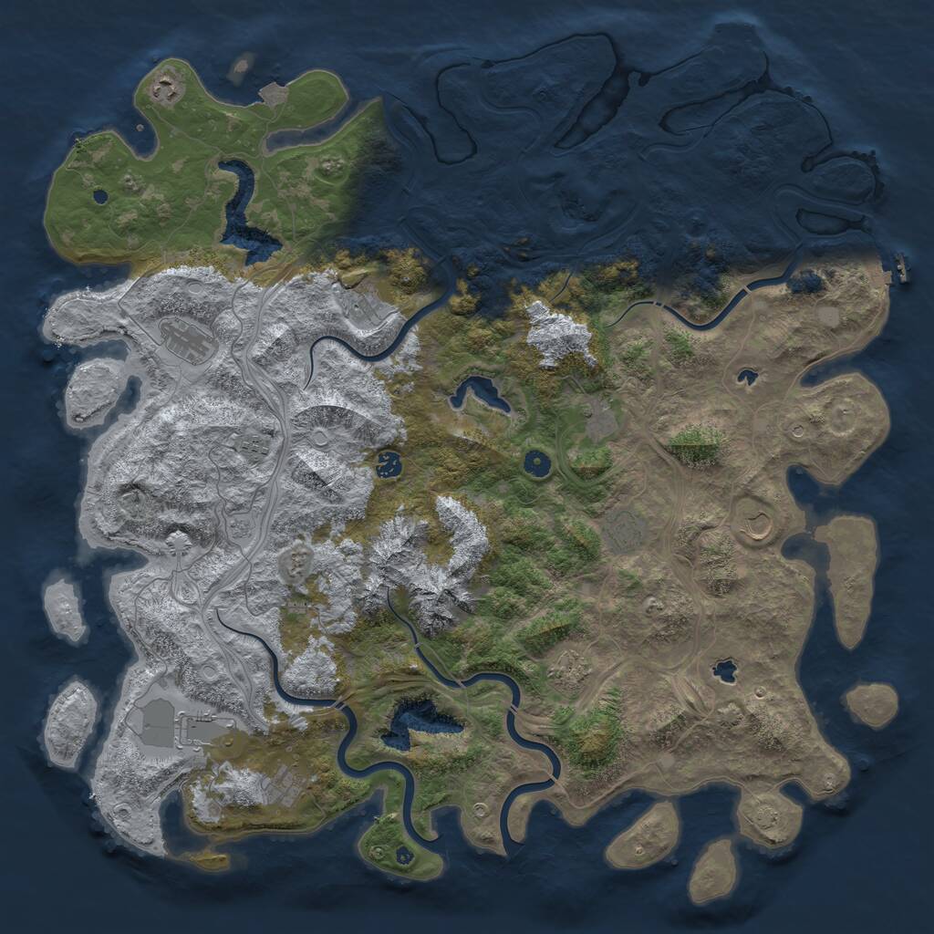 Rust Map: Procedural Map, Size: 5250, Seed: 632984158, 17 Monuments