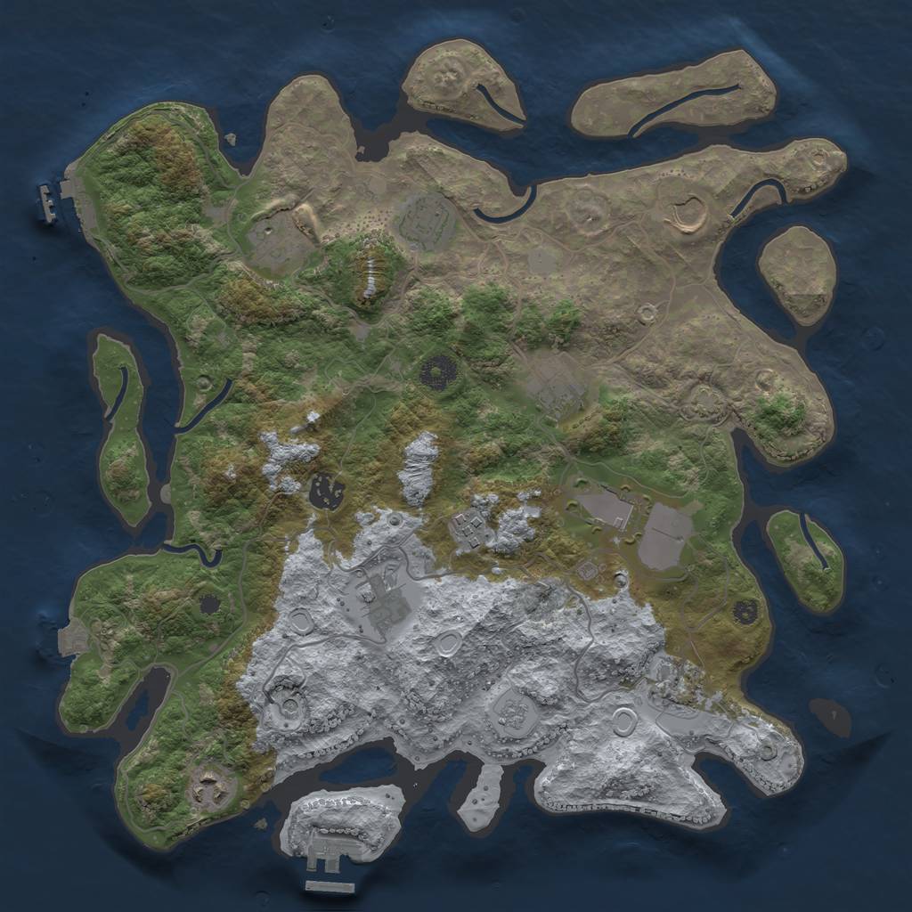 Rust Map: Procedural Map, Size: 3750, Seed: 96549543, 18 Monuments