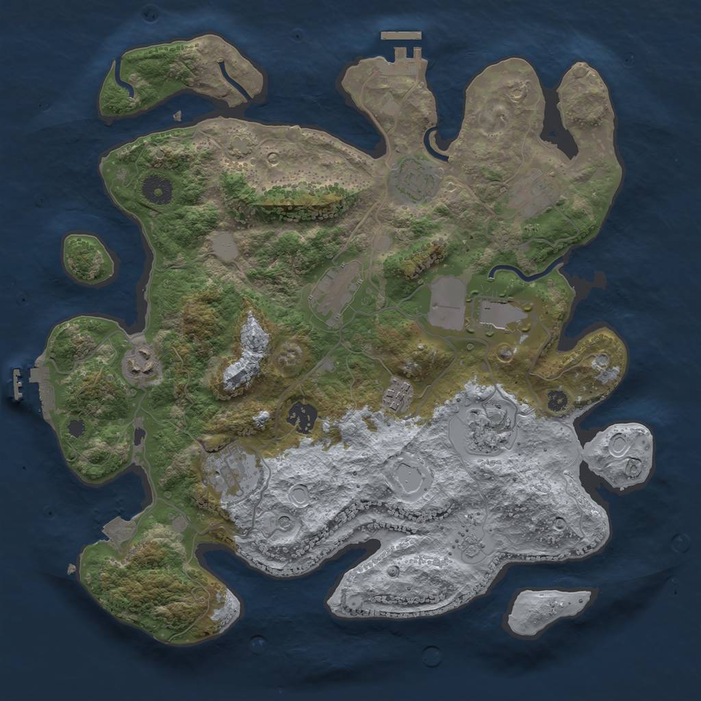 Rust Map: Procedural Map, Size: 3500, Seed: 648732287, 17 Monuments