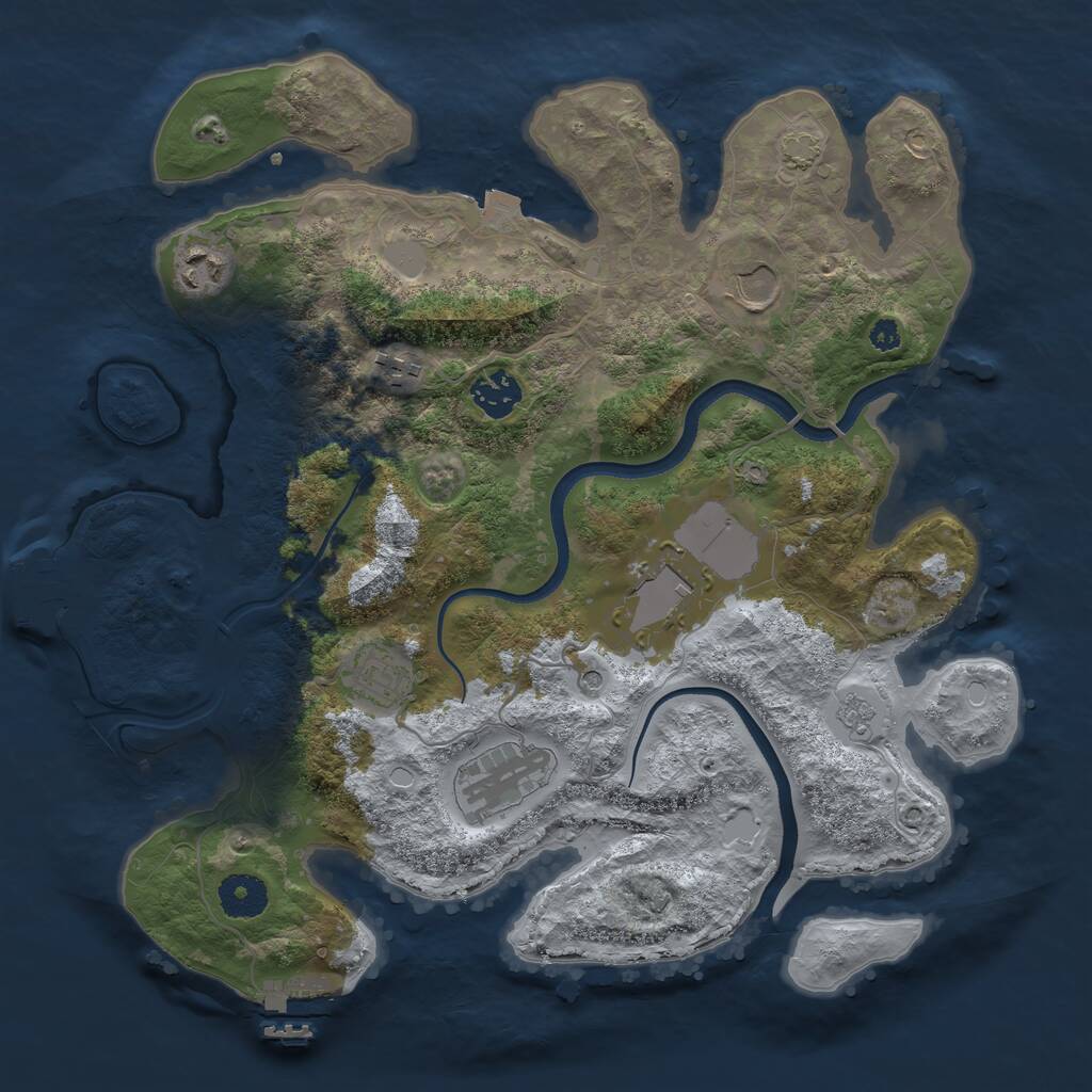 Rust Map: Procedural Map, Size: 3500, Seed: 648732287, 13 Monuments
