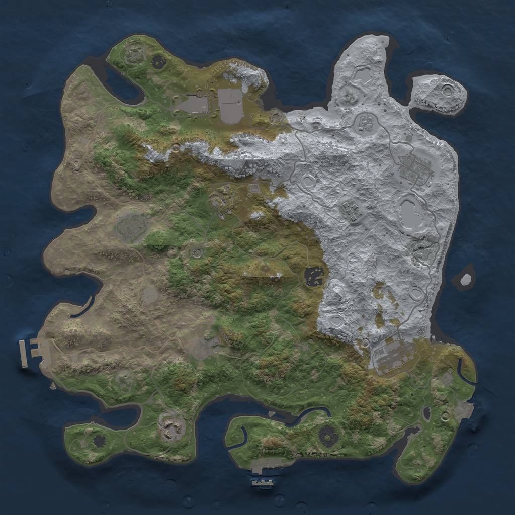 Rust Map: Procedural Map, Size: 3750, Seed: 655600118, 17 Monuments
