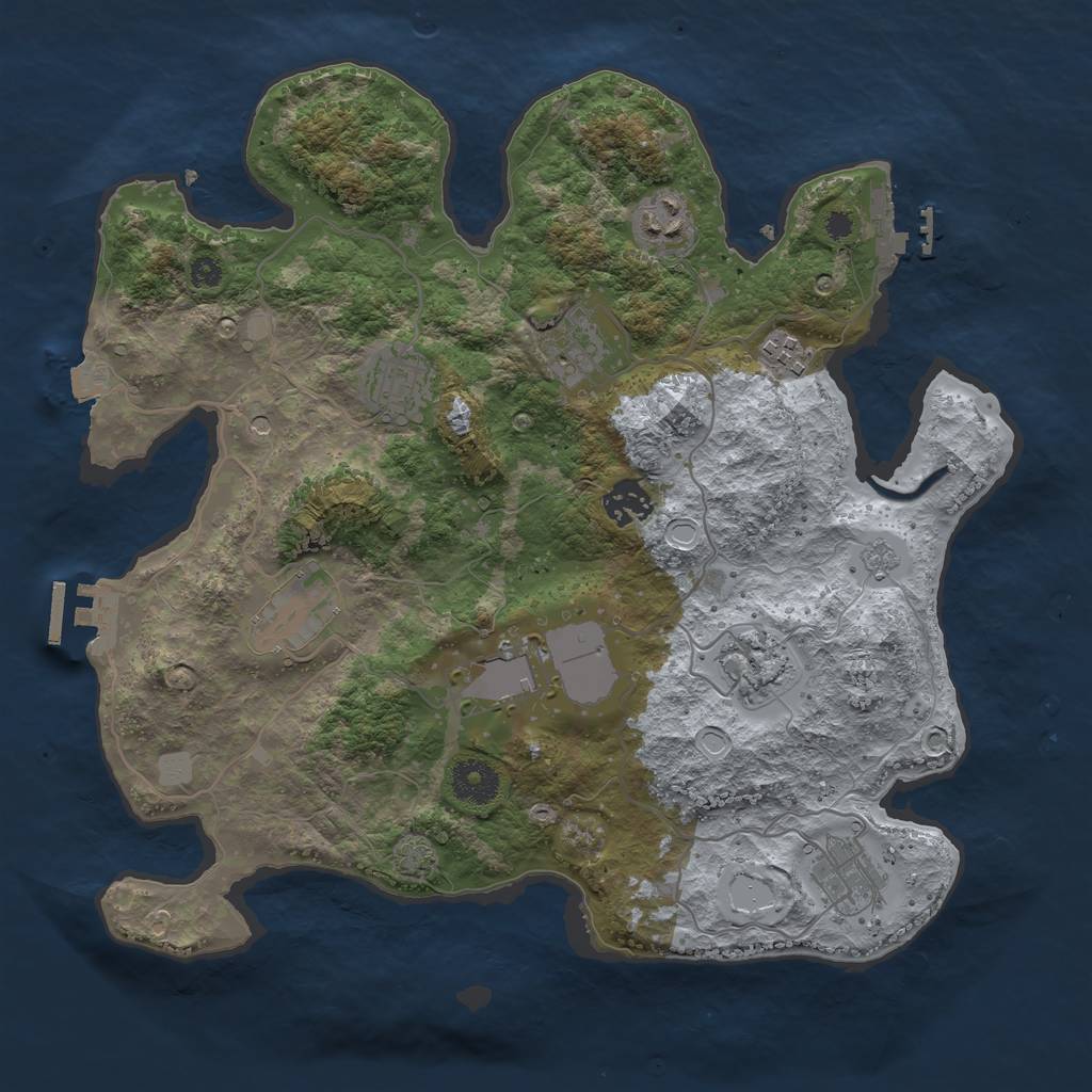 Rust Map: Procedural Map, Size: 3500, Seed: 535, 17 Monuments