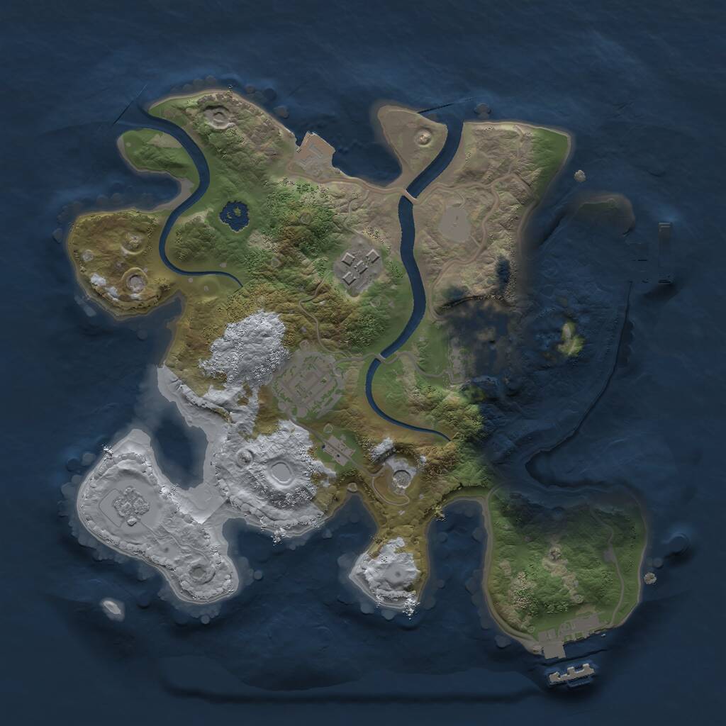 Rust Map: Procedural Map, Size: 2500, Seed: 6900, 8 Monuments