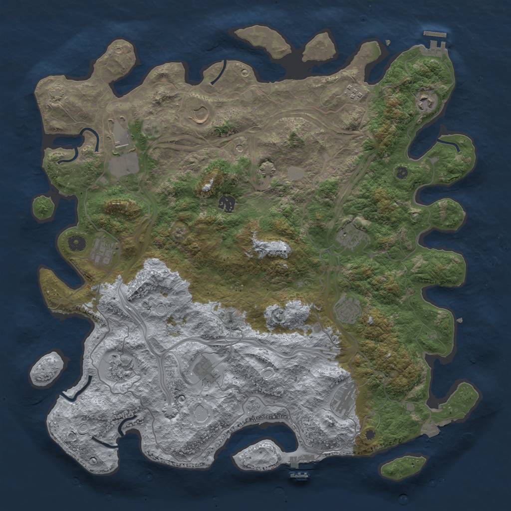 Rust Map: Procedural Map, Size: 4500, Seed: 1276734859, 19 Monuments