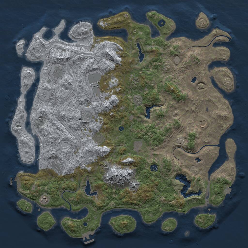 Rust Map: Procedural Map, Size: 5000, Seed: 190430655, 17 Monuments