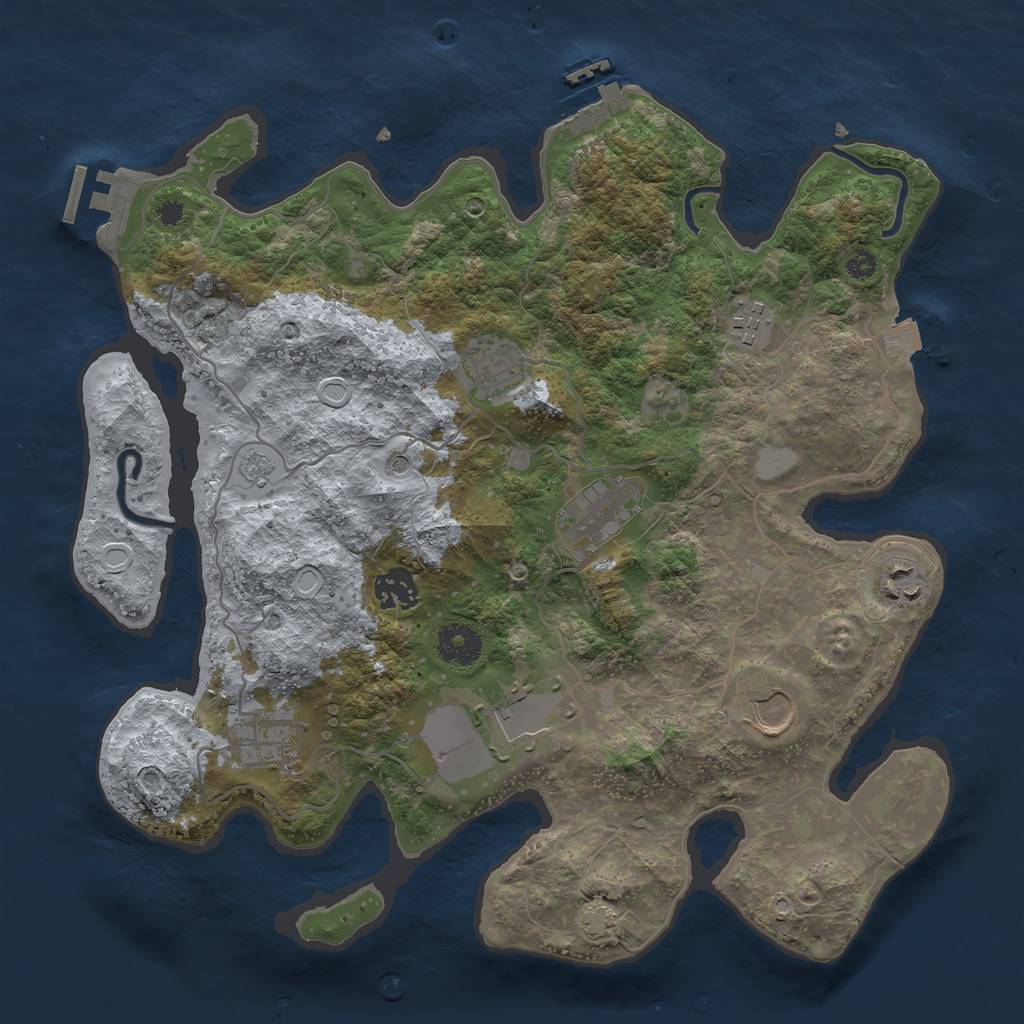 Rust Map: Procedural Map, Size: 3500, Seed: 629360425, 16 Monuments