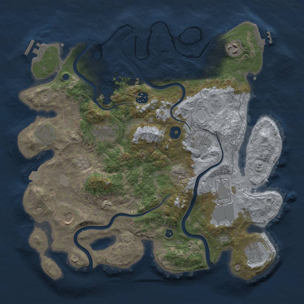 Rust Map: Procedural Map, Size: 3750, Seed: 317495, 15 Monuments