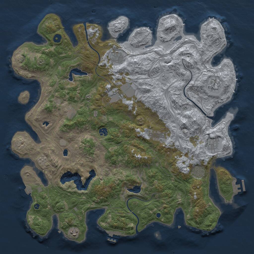 Rust Map: Procedural Map, Size: 4500, Seed: 2132293435, 16 Monuments