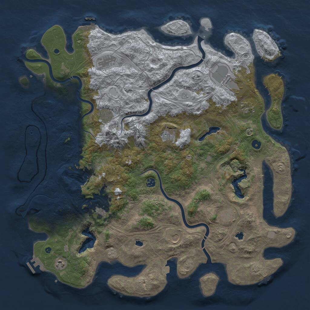 Rust Map: Procedural Map, Size: 5000, Seed: 405467, 17 Monuments
