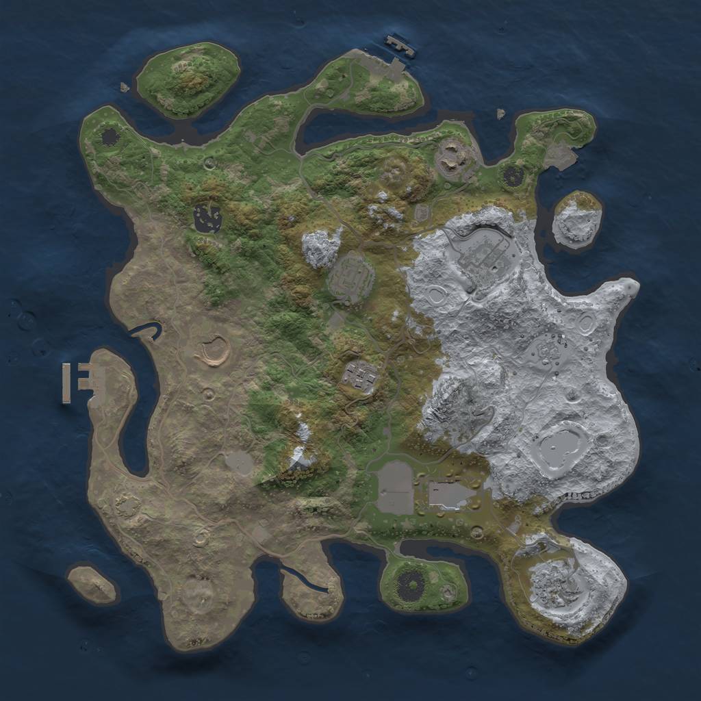 Rust Map: Procedural Map, Size: 3500, Seed: 2065623621, 15 Monuments