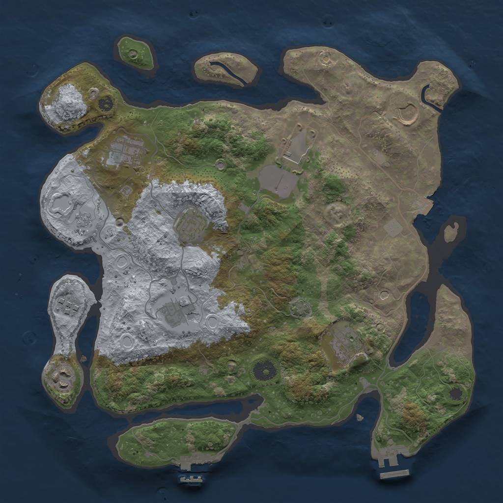 Rust Map: Procedural Map, Size: 3500, Seed: 988352098, 16 Monuments