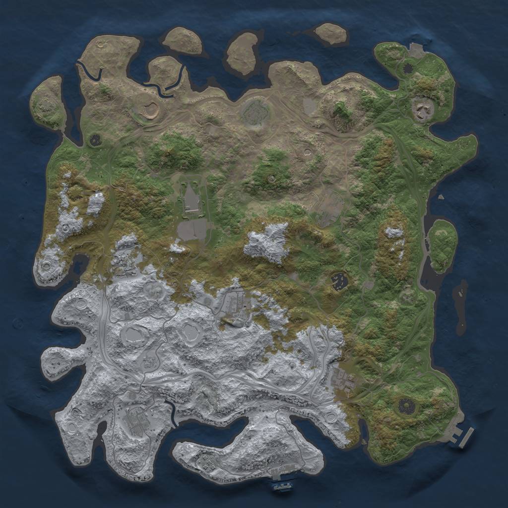 Rust Map: Procedural Map, Size: 4500, Seed: 780600665, 19 Monuments