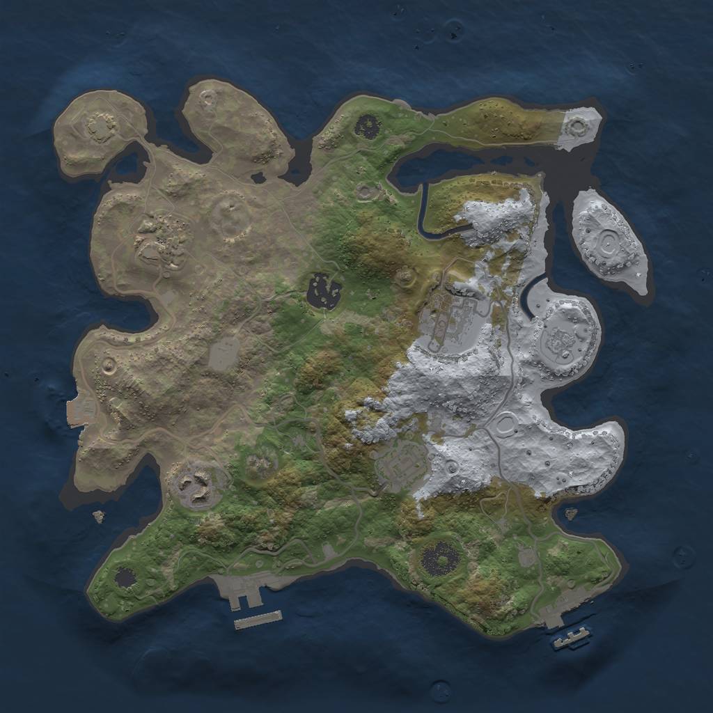 Rust Map: Procedural Map, Size: 3000, Seed: 28096, 12 Monuments