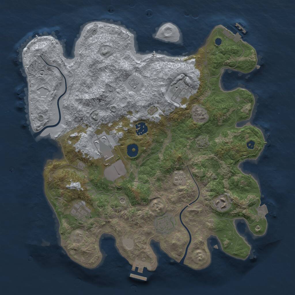 Rust Map: Procedural Map, Size: 3500, Seed: 1146573824, 13 Monuments