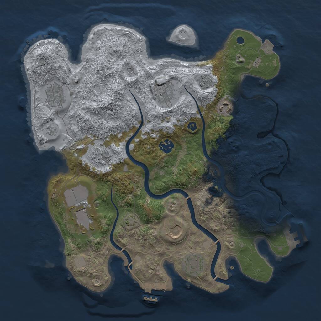 Rust Map: Procedural Map, Size: 3500, Seed: 1146573824, 15 Monuments