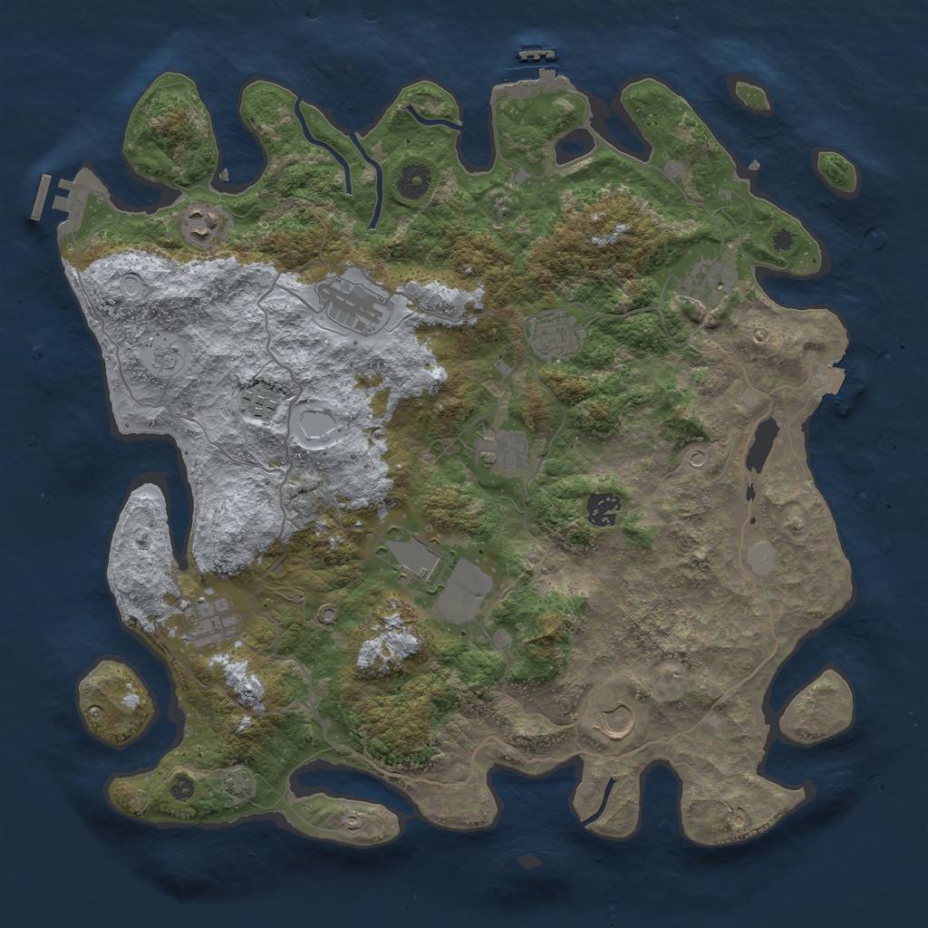 Rust Map: Procedural Map, Size: 4000, Seed: 1584198280, 18 Monuments