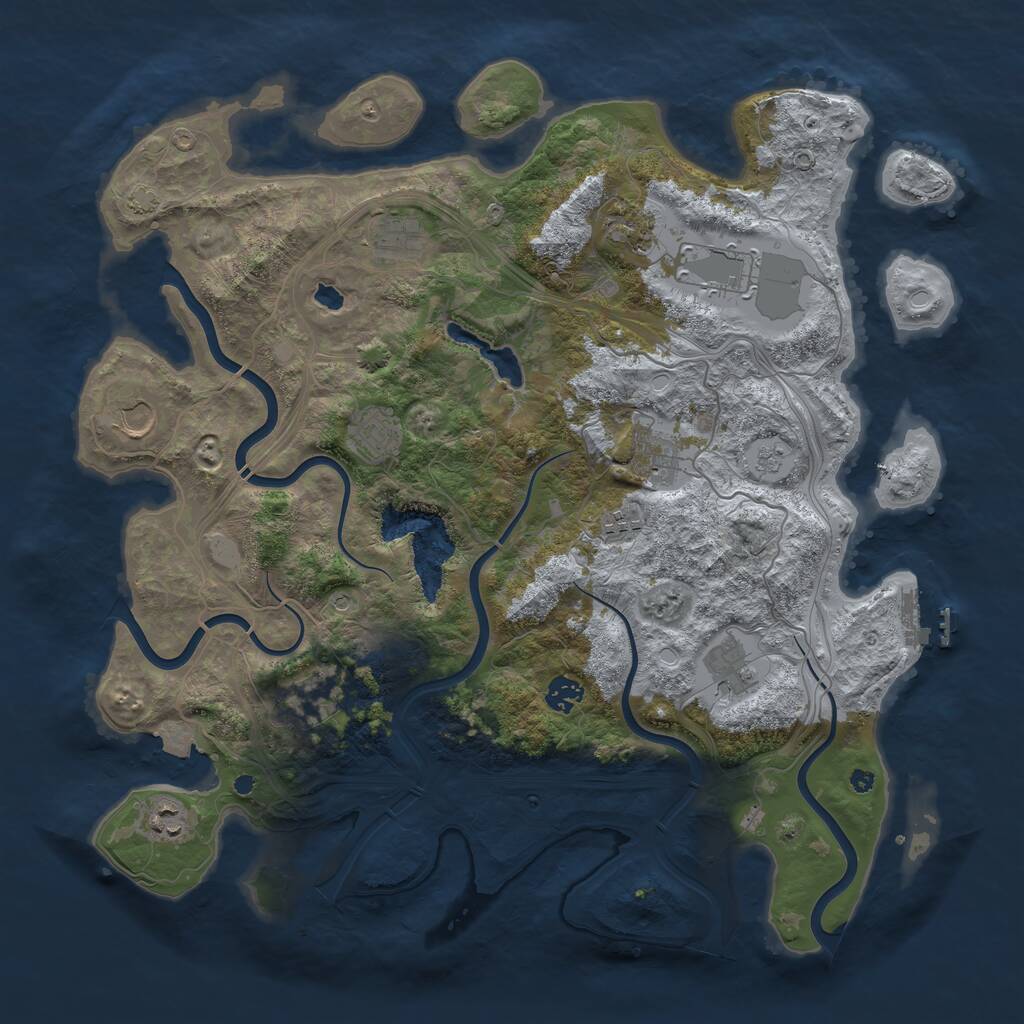 Rust Map: Procedural Map, Size: 4250, Seed: 1123496399, 16 Monuments